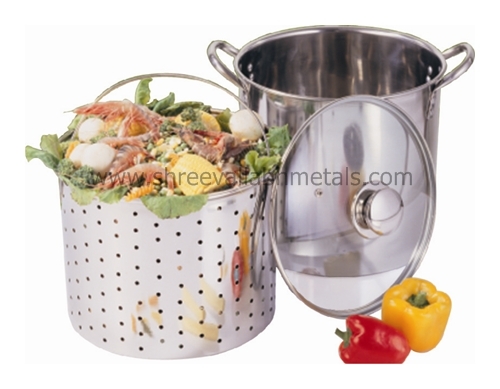 12QT-3PC Pasta Steamer With Glass Lid