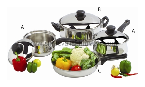 7 PC Belly Cookware Set with BakeLite Handle