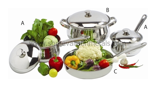 7 PC Belly Cookware Set with Stainless Steel Handle