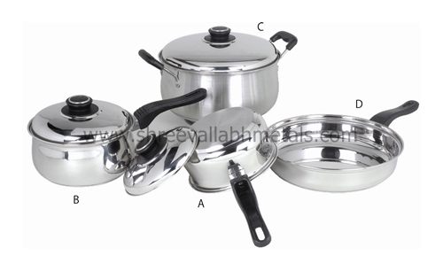 7pc Belly Encapsulated Cookware SS Lid